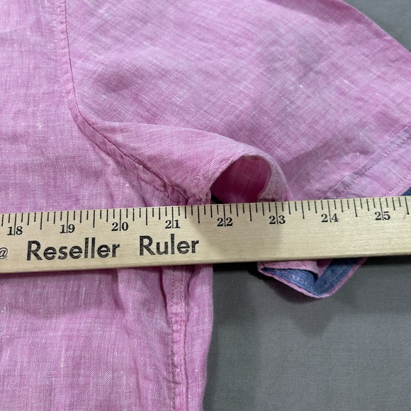Patrick James Shirt Mens Large Pink Linen Button Up Classic Fit Casual - Picture 6 of 10